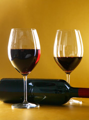 bottle of wine and glass on the table