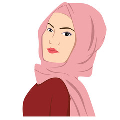 Beautiful Islamic Woman In Hijab Vector Illustration Flat Design