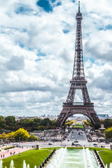 Fototapeta na wymiar Tour Eiffel at a Cloudy Day in Paris, France