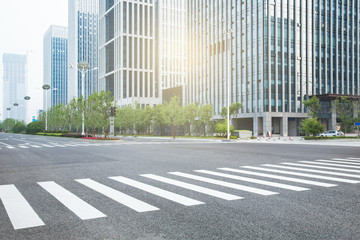 clean empty urban road and modern buildings at a sunny day,shanghai,china