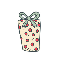 High gift box with a green bow