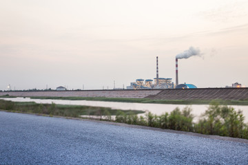 road nearby an industrial factory,china.