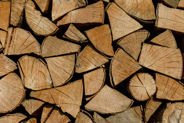 Background of firewood harvested for the new heating season.