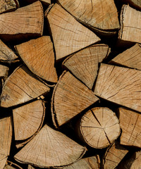 Background of firewood harvested for the new heating season.