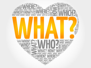 WHAT? Question heart, Questions words concept background