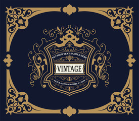 Vintage card. vector template. Floral Ornaments.