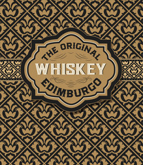 Old Whiskey badge with vintage backgroud