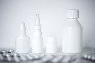 Medicine bottles for pills.