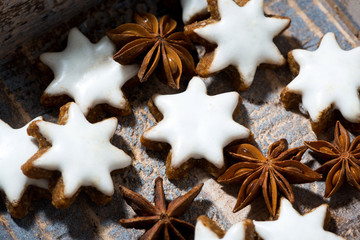 Christmas gingerbread stars, closeup