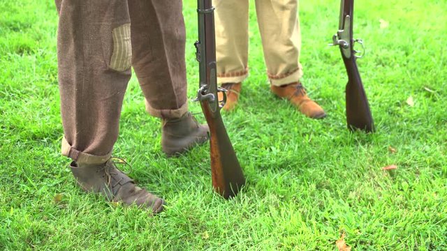 The feet and guns of Union soldiers