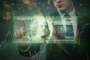 Fototapeta premium Businessman and dollar in business concept