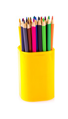 set of colored wooden pencils