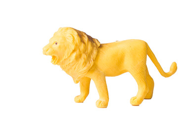 rubber lion on white background
