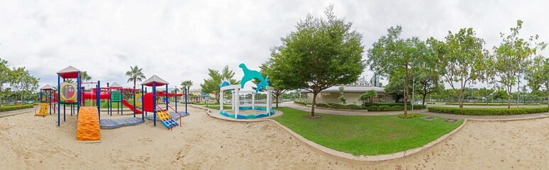 panorama of playground in the park