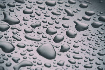drops of water on a gray background, gray background