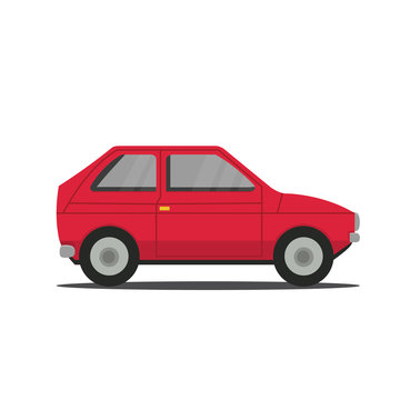Vector sports red car side view illustration