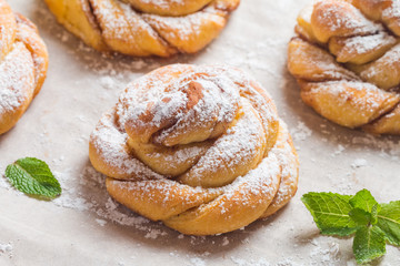 Homemade cinnamon buns with pumpkin