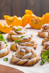 Homemade cinnamon buns with pumpkin