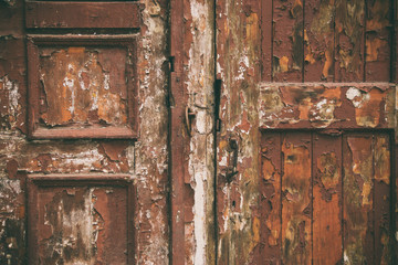 Wooden door, old lock, wood texture