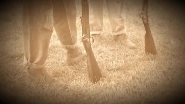 The feet and guns of Union soldiers (Archive Footage Version)