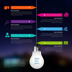 3d light bulb business Infographic Template. Data Visualization.