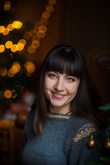 woman in christmas atmosphere