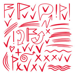 Hand drawn marker marker signs, arrows