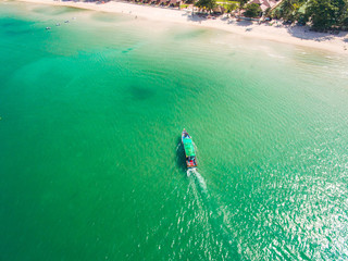 Aerial view of beach and boats Koh Phangan, Thailand