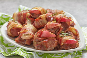 Bacon wrapped turkey and apple