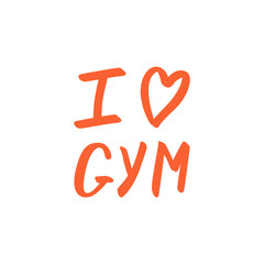 I love GYM calligraphic phrase on white background.