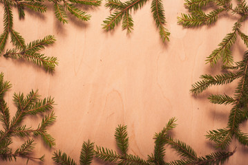 Christmas tree on a wooden Board,