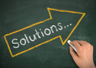 solutions chalkboard write concept 3d illustration