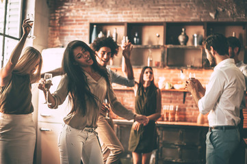 Enjoying party with best friends. 