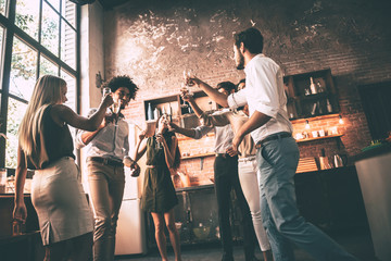 Enjoying party with friends. 