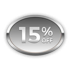 15% off silver badge, vector