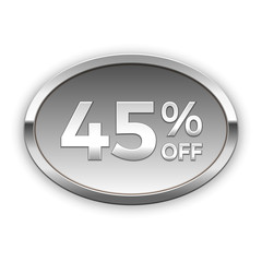 45% off silver badge, vector