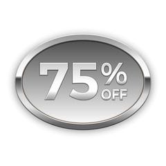 75% off silver badge, vector