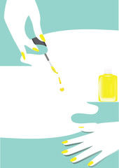 banner manicure female hand nail polish bottle for advertising flyer design nail and beauty salons vector