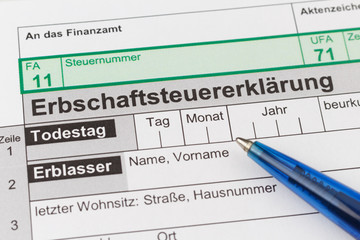Death tax according to german law, blue pen