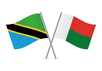 Tanzania and Madagascar flags. Vector illustration.