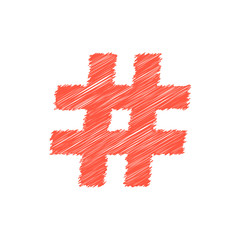 red scribble hashtag icon