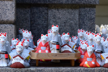 Fushimi Inari shrine and guardian fox, Kyoto Japan.
