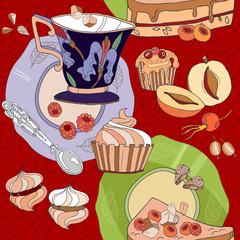 Seamless background tea vector