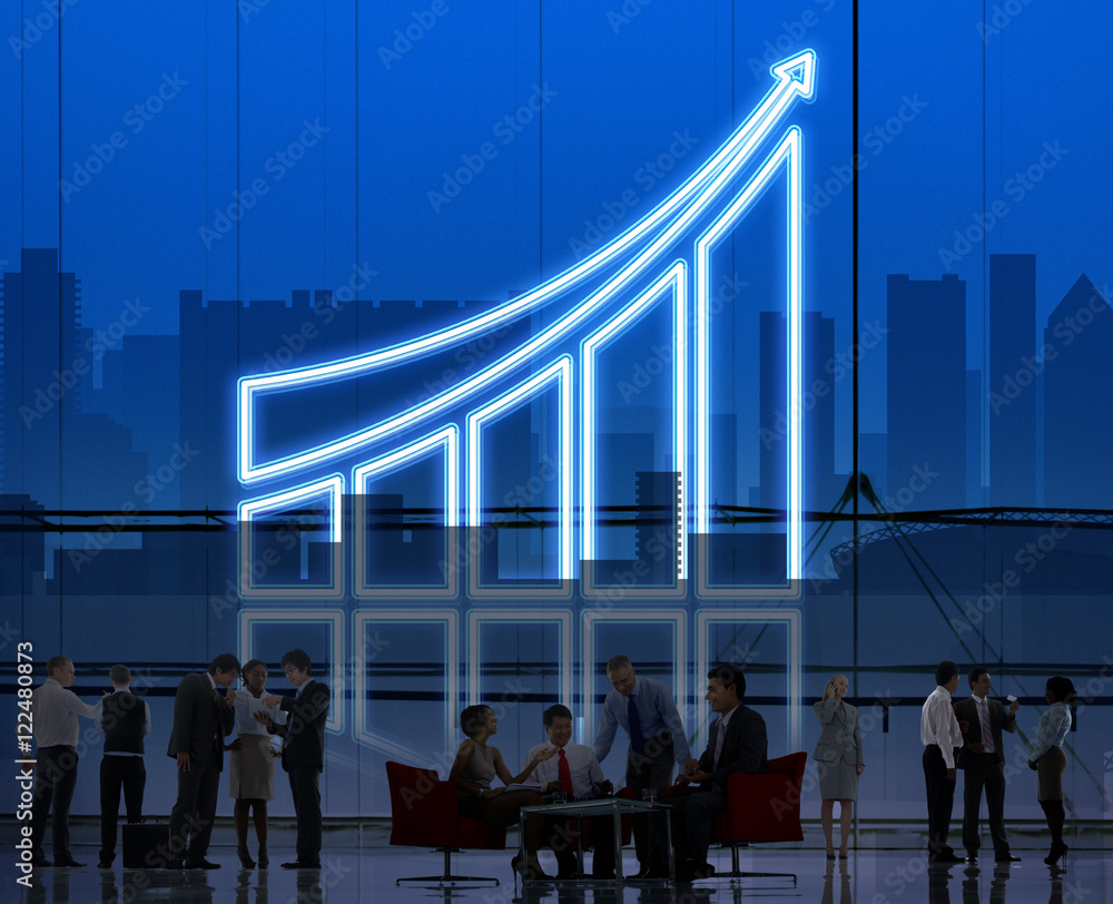 Poster increasing business graph chart data concept