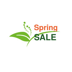 Vector spring sale banner, sale label with flower and leaf symbol on the sale flyer