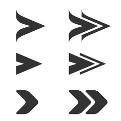 Vector black arrow symbols. Simple arrow buttons. Pointer on web. Sign of next, read more etc.