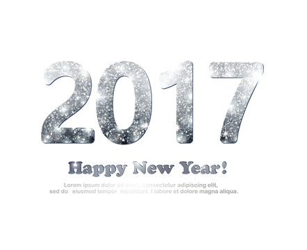 The silver glitter New Year 2017 in modern style.
