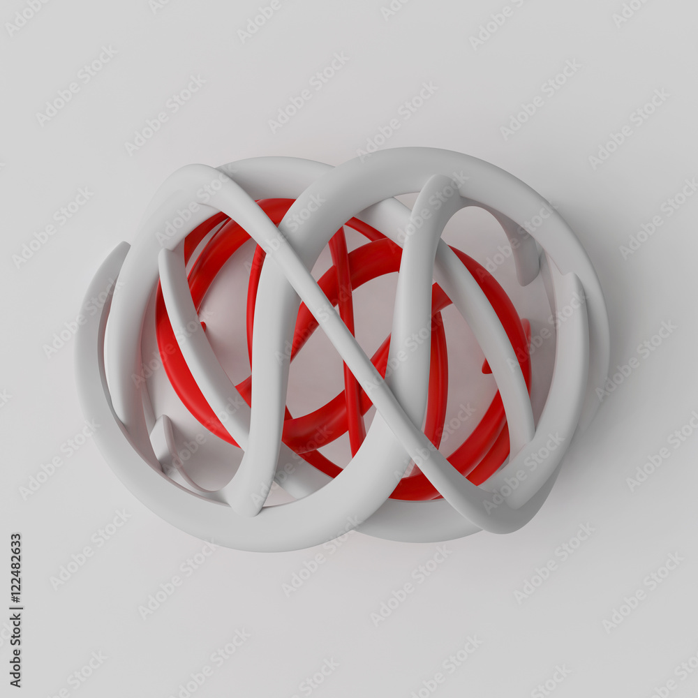Poster 3d rendering absctract background with repeat of deformed geometry shapes. center oriented compositi