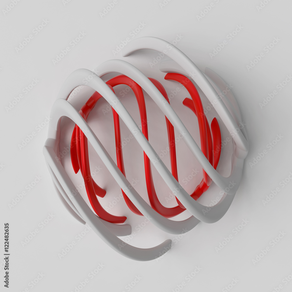 Poster 3d rendering absctract background with repeat of deformed geometry shapes. center oriented compositi