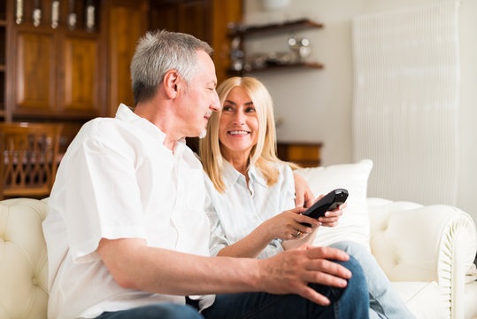 Mature Couple Watching Tv